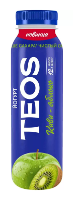 Йогурт питьевой Теос Актив Киви/Яблоко 1,8% 260г БЗМЖ