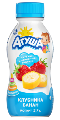Йогурт питьевой Агуша Клубника/Банан с 8 мес 2.7% 180г БЗМЖ