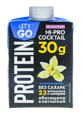 Коктейль молоч безлакт Летс&Гоу протеин Ваниль 0% 500г БЗМЖ