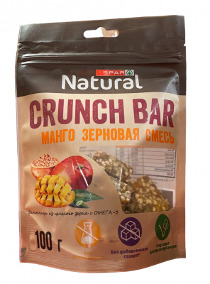 Батончик фруктово-зерновой SPAR Natural Манго/Кунжут 100г д/пак