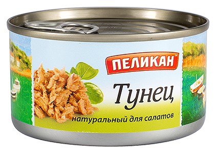 Тунец натуральный для салатов Скипджек Пеликан 185г