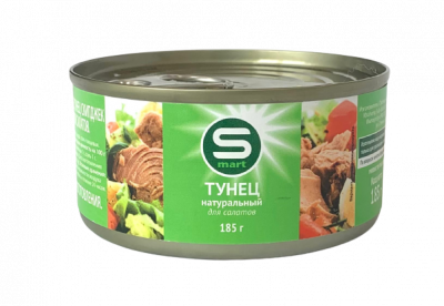 Тунец измельченный натуральный для салатов Скипджек Smart 185г