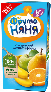Сок ФрутоНяня Мультифрукт с 6 мес т/п 200мл