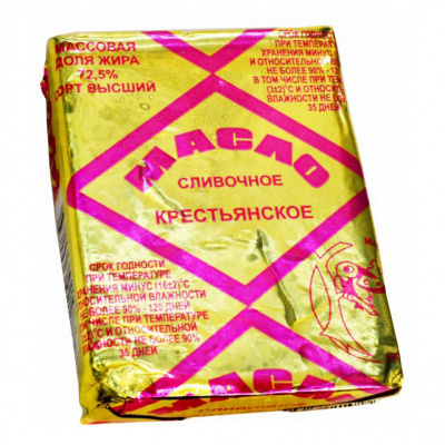 Масло сливочное Крестьянское 72,5% Калининградская Маслобаза 100г БЗМЖ
