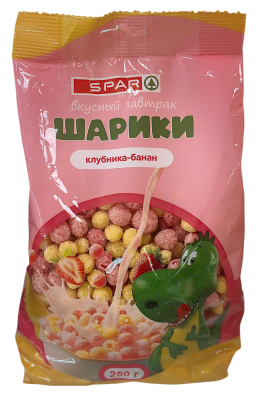 Завтрак готовый SPAR Шарики во вкусом клубники и банана 250г