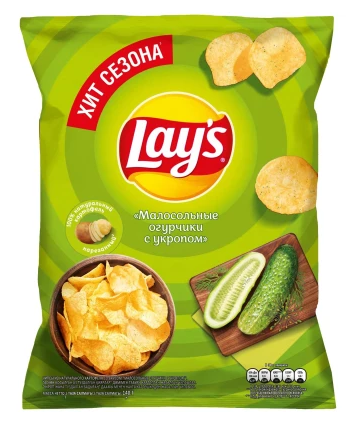 Чипсы Лейз Малосольные огурчики с укропом 140г