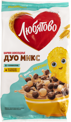Завтрак готовый Любятово Дуо Микс Шарики шоколадные 200г