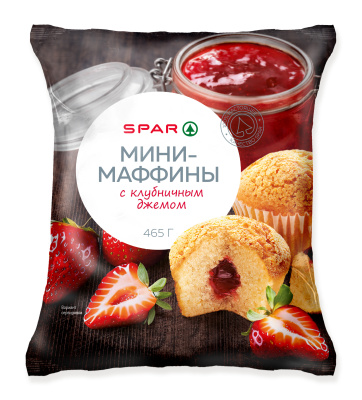 Маффины-мини SPAR с клубничным джемом 465г