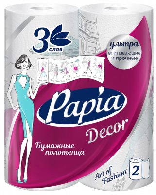Полотенце бумажное Папиа 3-сл 2 рул Декор
