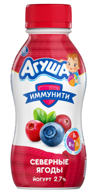 Йогурт питьевой Агуша Северные Ягоды с 8 мес 2.7% 180г БЗМЖ