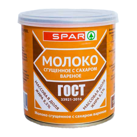 Молоко сгущенное вареное SPAR ГОСТ 8,5% ж/б 360г БЗМЖ