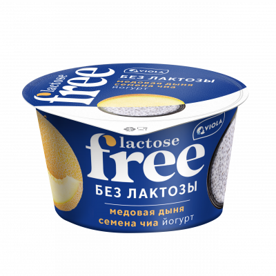 Йогурт безлактозный Фри Виола Медовая дыня/Семена чиа 2,7% 180г БЗМЖ