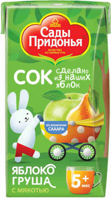 Сок Сады Придонья Яблоко/Груша с 5 мес т/п 125мл