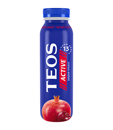 Йогурт питьевой Теос Актив Вишня/Гранат 1,8% 260г БЗМЖ