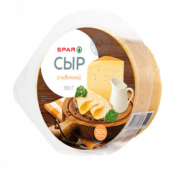 Сыр Сливочный SPAR 45-50% цилиндр 350г БЗМЖ