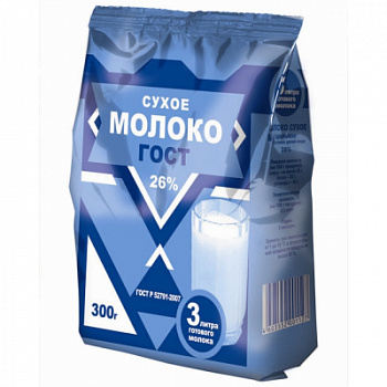 Молоко сухое цельное ГОСТ 26% 300г