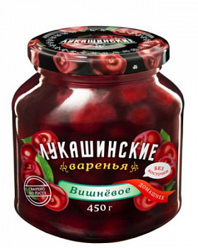 Варенье Лукашинские Вишневое без косточек 450г ст/б
