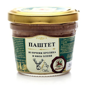 Паштет из печени Кролика с мясом Оленя Мушкино 80г
