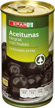 Оливки черные с/к SPAR 350г ж/б