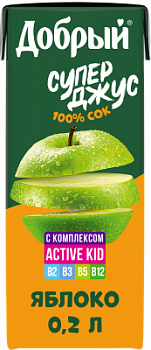 Сок Добрый яблочный 0,2л