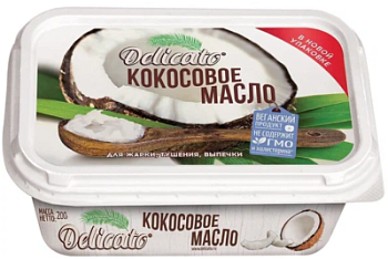 Масло кокосовое Деликато для жарки и выпечки 400г