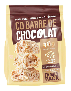 Конфеты мультизлаковые Ко Барре де Шоколат с белой глазурью 135г
