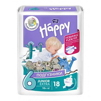 Подгузники Белла Хэппи А18 №6 Малыш юниор 16+ кг