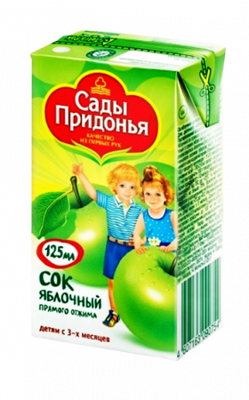 Сок Сады Придонья Яблоко прямой отжим осветленный с 4-х мес т/п 0,125мл