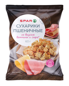 Сухарики пшеничные SPAR Ветчина и сыр 60г