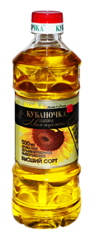 Масло подсолнечное Кубаночка нерафинированное 0,5л
