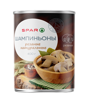 Шампиньоны консервированные SPAR резаные 400г ж/б