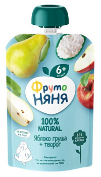 Пюре ФрутоНяня Яблоко/Груша/Творог с 6мес д/п 90г БЗМЖ