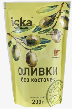 Оливки зеленые б/к Иска 200г д/пак