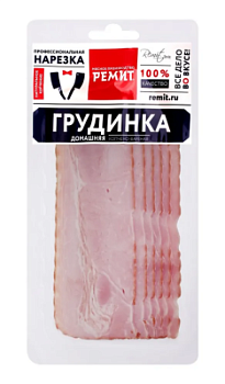 Грудинка в/к Домашняя Ремит в/у нарезка 150г