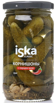 Корнишоны маринованные с перцем чили Иска 350г ст/б