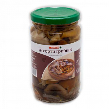 Ассорти из маринованных грибов SPAR 330г ст/б