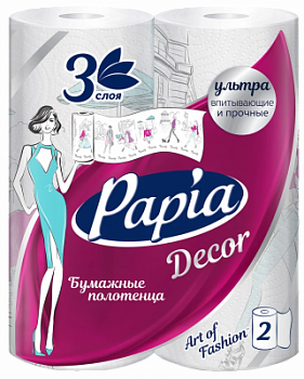 Полотенце бумажное Папиа 3-сл 2 рул Декор