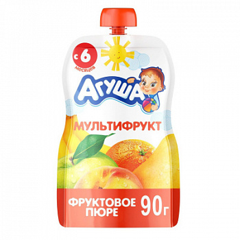 Пюре Агуша Мультифрукт с 6мес д/п 90г