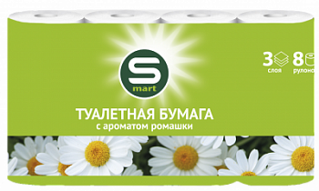 Бумага туалетная SMART 3-сл 8 рул с ароматом Ромашки