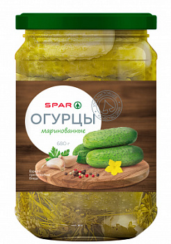 Огурцы маринованные SPAR 680г ст/б